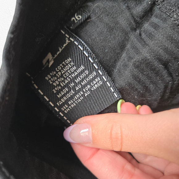 7FAM Matte Black High Waisted Stretch 7 for all mankind The Skinny Jeans Size 26 - Picture 6 of 11